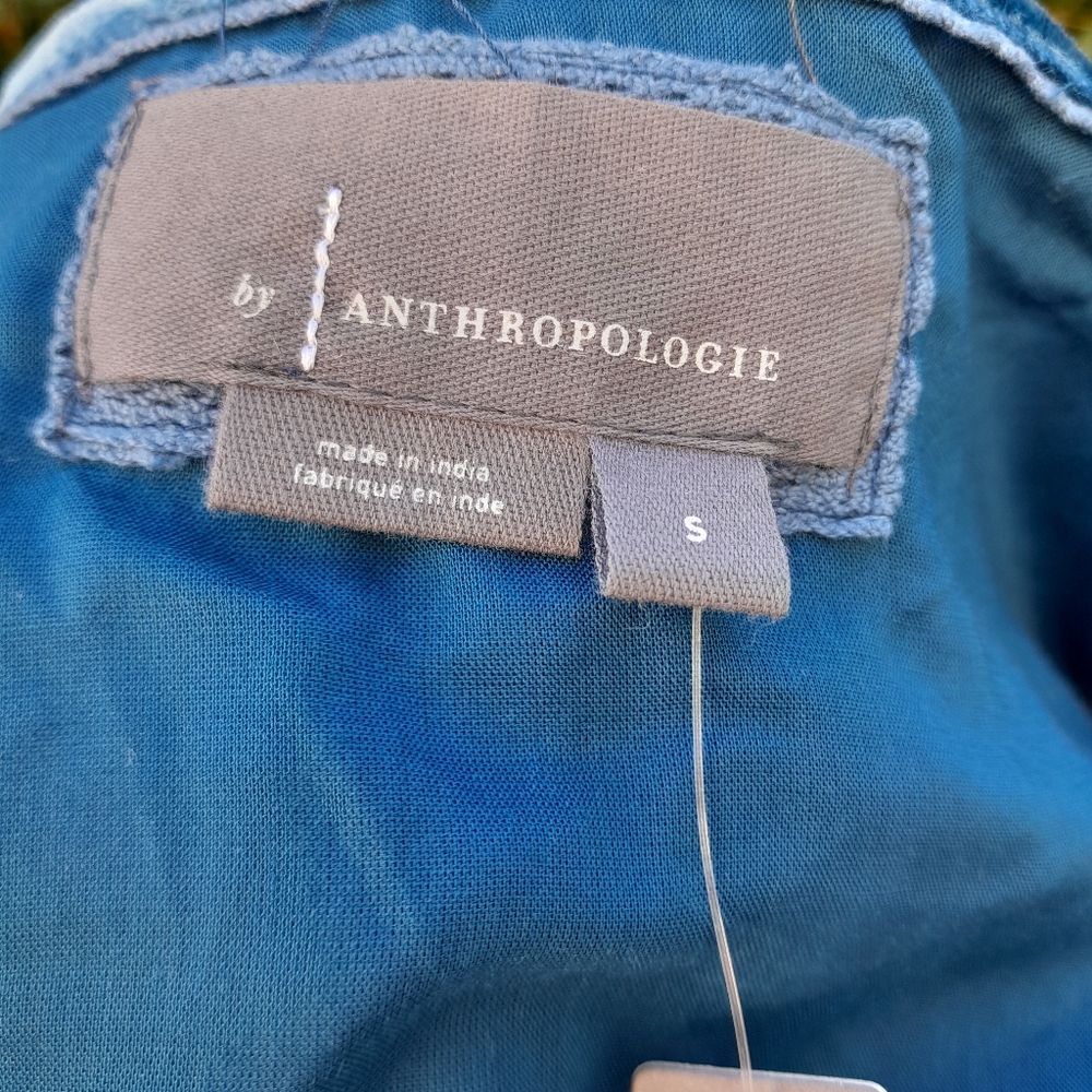 Anthropologie Somerset Women’s Small Velvet Blue Short-Sleeve Tiered Dress NWT - Picture 9 of 15